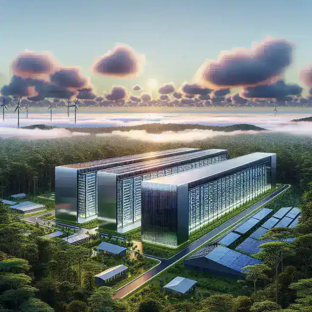 "Indonesia's first renewable energy data center inauguration in Kalimantan, showcasing advanced technology and sustainable energy solutions."